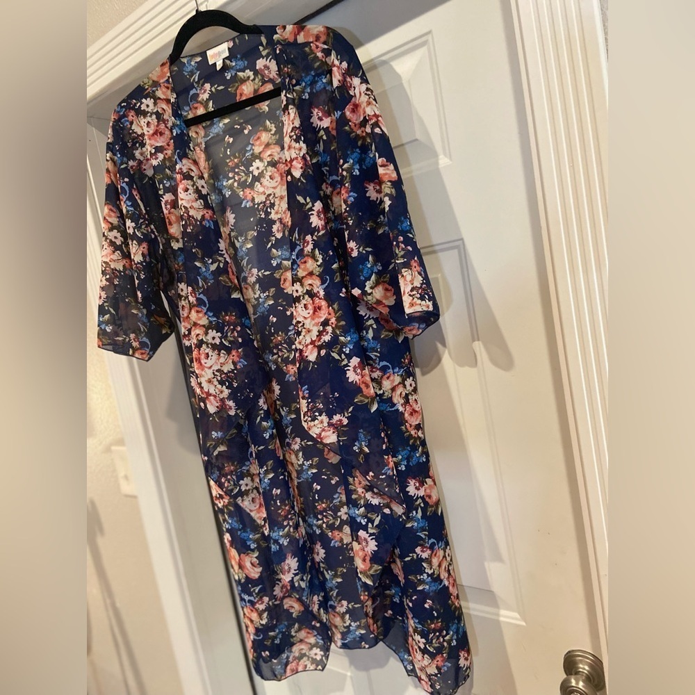 LuLaRoe~Lightweight~Multi-Color Floral~Open~3/4 Sleeve~Kimono Cardigan~Size M